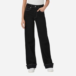 Paige Sasha Wide Cuff Jean in Twilight Black